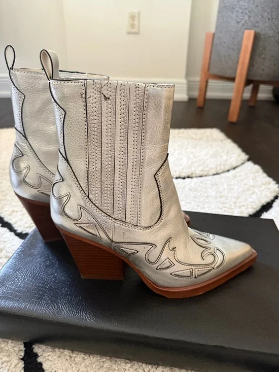 Dolce Vita Metallic Pointed Toe Western Ankle Boots - Women - Picture 2 of 7